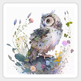 Owl Bird Portrait Animal Painting Wildlife Outdoors Adventure Magnet